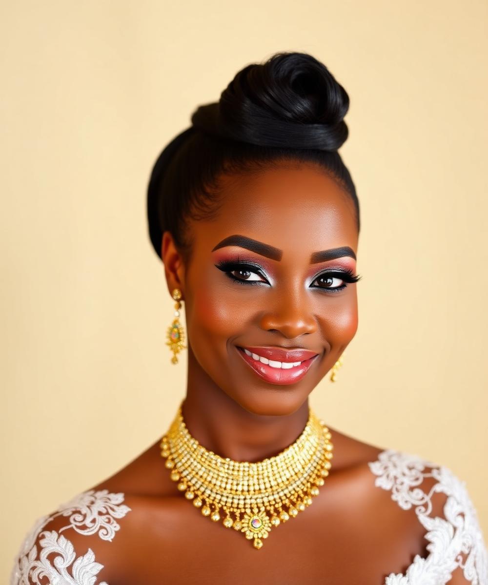 Coiffure de mariée avec chignon élégant